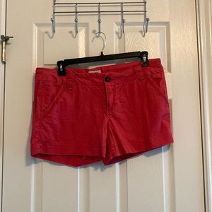 Womens shorts, red, BKE, 32, cotton, spandex, belt loop, pockets, summer